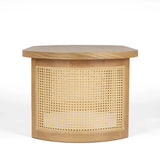 Aodai 48" Oak Wood & Rattan Oval Coffee Table
