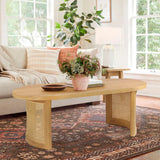 Aodai 48" Oak Wood & Rattan Oval Coffee Table