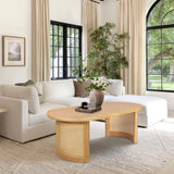 Aodai 48" Oak Wood & Rattan Oval Coffee Table