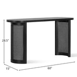 Aodai 60" Modern Oak Wood & Rattan Console Table