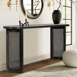 Aodai 60" Modern Oak Wood & Rattan Console Table
