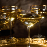 Vintage Crystal Champagne Coupe Gold Rim Glasses | Set of 2 | 7 oz