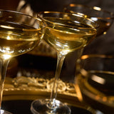 Vintage Crystal Champagne Coupe Gold Rim Glasses | Set of 2 | 7 oz