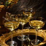Vintage Crystal Champagne Coupe Gold Rim Glasses | Set of 2 | 7 oz