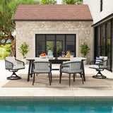 Asheville 7 Pieces Patio Rectangular Dining Table Set