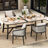 Asheville Patio Rectangular Dining Table and 6 Dining Chair