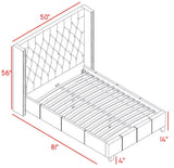 Ashton Contemporary Wing Bed with Elegant Tufted Design and Chrome Nailheads for Luxurious Comfort