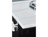 Aspen 3-Piece White Marble Kitchen Island Set (Island & 2 Side Chairs)