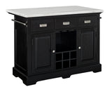 Aspen 3-Piece White Marble Kitchen Island Set (Island & 2 Side Chairs)