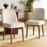 Athena Linen Upholstered Solid Wood Dining Chairs (Set of 2)