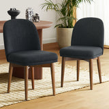 Athena Linen Upholstered Solid Wood Dining Chairs (Set of 4)