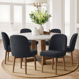 Athena Linen Upholstered Solid Wood Dining Chairs (Set of 4)
