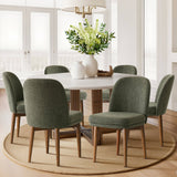 Athena Linen Upholstered Solid Wood Dining Chairs (Set of 2)