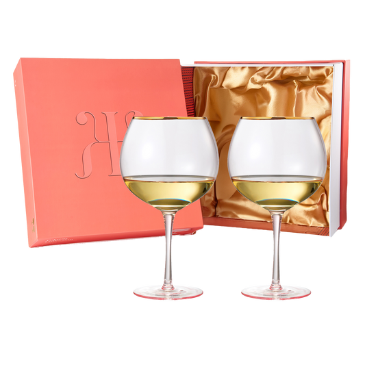 Colored Blush Pink & Gilded Rim Wine Glassware, Large 23oz