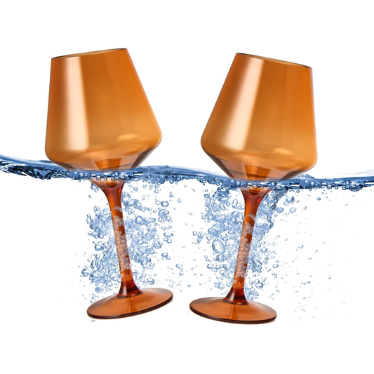 Floating Wine Glasses for Pool - Set of 2-18 OZ (Burnt Orange)