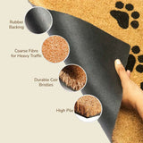Cat Lover Coir Doormat with Paws Print 17X30" Beige/Black