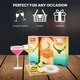 Margarita Glass, Salt & Board Gift Set - Includes 2 Ribbed 12oz
