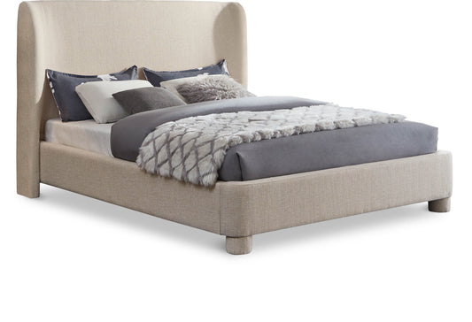 Penny King Bed - Elegant Upholstered Design with Curved Headboard for Luxurious Bedroom Makeover