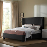 Penny Polyester Fabric Queen Bed - Elegant Curved Headboard for a Luxurious Bedroom Upgrade