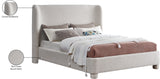 Penny Polyester Fabric Queen Bed - Elegant Curved Headboard for a Luxurious Bedroom Upgrade