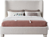 Penny Polyester Fabric Queen Bed - Elegant Curved Headboard for a Luxurious Bedroom Upgrade