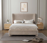 Penny Polyester Fabric Queen Bed - Elegant Curved Headboard for a Luxurious Bedroom Upgrade