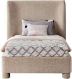Penny Twin Bed - Elegant Upholstered Bed with Curved Headboard for Stylish Bedroom Decor Upgrade