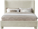 Penny Polyester Fabric Queen Bed - Elegant Curved Headboard for a Luxurious Bedroom Upgrade