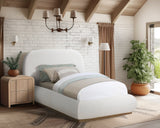 Vaughn Cream Boucle Bed – Cozy, Contemporary Design with Natural Wood Base for Ultimate Comfort