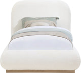 Vaughn Cream Boucle Bed – Cozy, Contemporary Design with Natural Wood Base for Ultimate Comfort