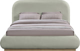 Vaughn Bed – Cozy Chenille Upholstered Platform Bed with Natural Wood Base for Modern Bedrooms