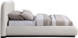 Vaughn Cream Bed - Cozy Linen Textured Fabric with Sturdy Black Wood Base for Ultimate Comfort