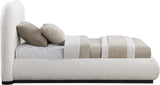 Vaughn Cream Bed - Cozy Linen Textured Fabric with Sturdy Black Wood Base for Ultimate Comfort