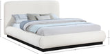 Rigby Art Deco King Bed in Elegant Black Boucle Fabric with Fluted Base - No Box Spring Needed