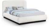 Rigby Art Deco King Bed in Elegant Black Boucle Fabric with Fluted Base - No Box Spring Needed