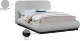Rigby Art Deco King Bed in Rich Cream Linen with Fluted Black Base – Stylish, Slatted Design & Easy Assembly