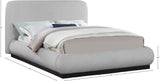 Rigby Art Deco King Bed in Rich Cream Linen with Fluted Black Base – Stylish, Slatted Design & Easy Assembly