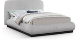 Rigby Art Deco King Bed in Rich Cream Linen with Fluted Black Base – Stylish, Slatted Design & Easy Assembly