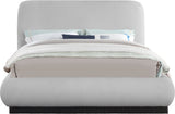 Rigby Art Deco King Bed in Rich Cream Linen with Fluted Black Base – Stylish, Slatted Design & Easy Assembly