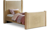Elias Velvet Twin Bed - Elegant Minimalist Design with Solid Wood Frame for Contemporary Bedrooms