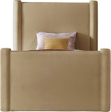 Elias Velvet Twin Bed - Elegant Minimalist Design with Solid Wood Frame for Contemporary Bedrooms