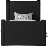 Elias Velvet Twin Bed - Elegant Minimalist Design with Solid Wood Frame for Contemporary Bedrooms