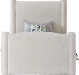 Elias Velvet Twin Bed - Elegant Minimalist Design with Solid Wood Frame for Contemporary Bedrooms