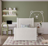 Elias Velvet Twin Bed - Elegant Minimalist Design with Solid Wood Frame for Contemporary Bedrooms