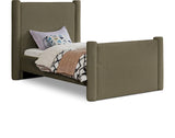 Elias Velvet Twin Bed - Elegant Minimalist Design with Solid Wood Frame for Contemporary Bedrooms