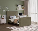 Elias Velvet Twin Bed - Elegant Minimalist Design with Solid Wood Frame for Contemporary Bedrooms