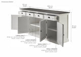 Halifax Contrast Large Buffet 4 Doors 4 Drawers 79''