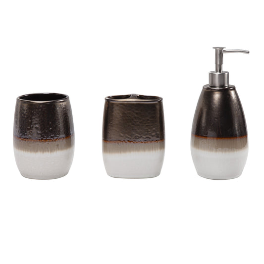 Gilded Stoneware 3PC Countertop Bathroom Set, 4 MOQ