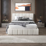 Hilar White Boucle Platform Bed King