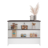 Fendi Kitchen Island with Spacious Countertop, Open Lower Shelves, Storage Cabinet and Versatile Multi-Use Design for Meal Preparation, Coffee Station Organization, Modern Home Convenience